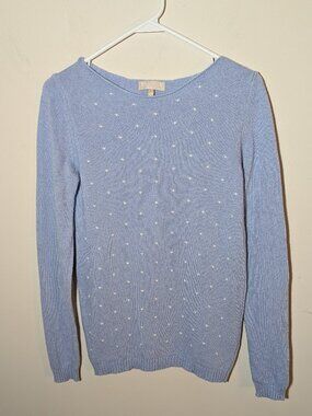 Benedetta B Wool Cashmere Blend Crew Neck Long Sleeve Sweater Baby Blue S
